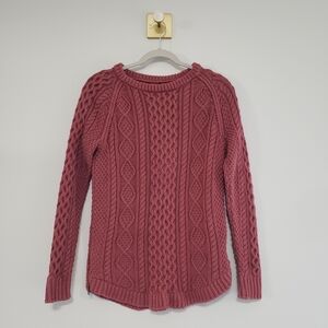 L.L. Bean Signature Cable Knit Sweater Women XS Mauve 100% Cotton Fishermen